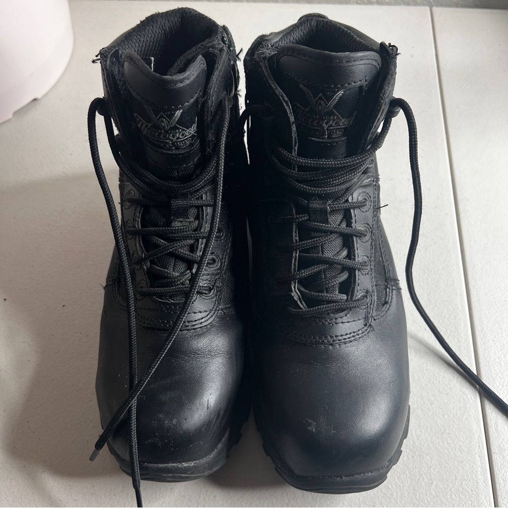 Thorogood Black Waterproof Side Zip Combat Work Boot 804-6190 Men 4.5 Women 6.5
